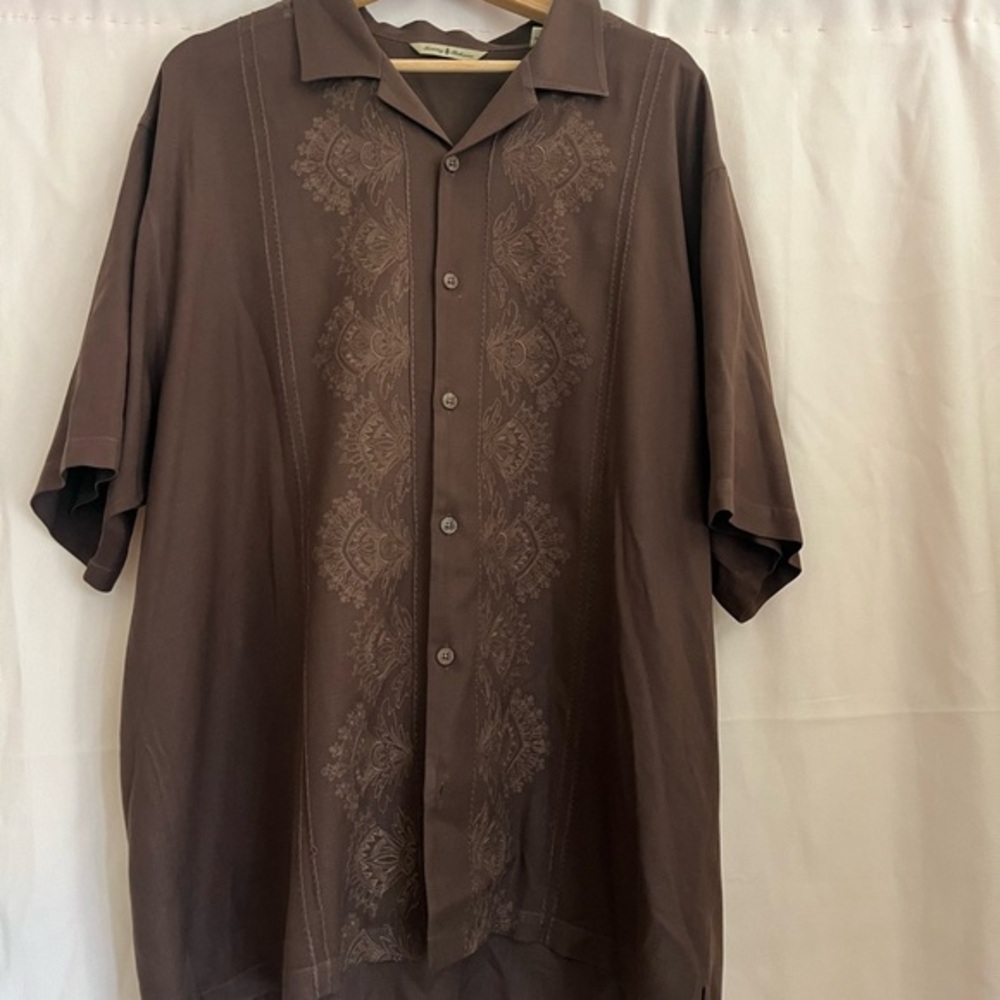 Tommy  bahama Men's Brown Short Sleeve Shirt size XL
